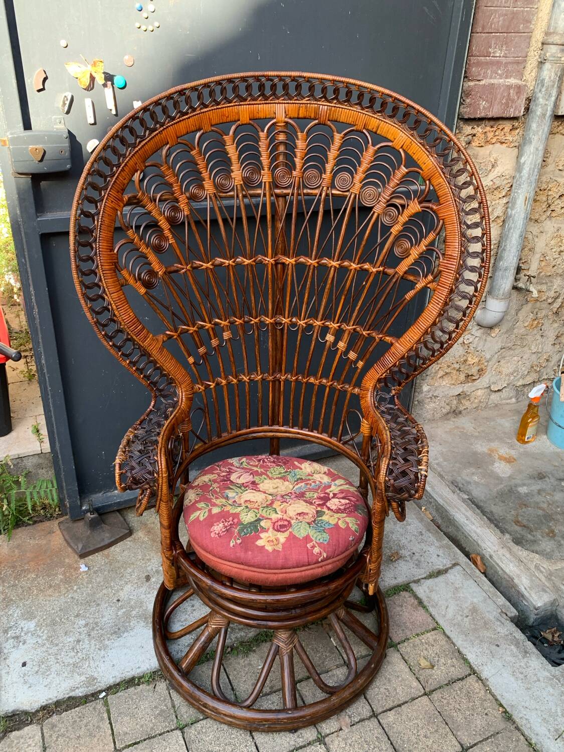 Emmanuelle rattan armchair Peacock 1960