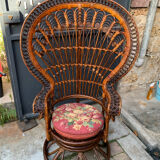 Fauteuil Emmanuelle rotin Peacock 1960