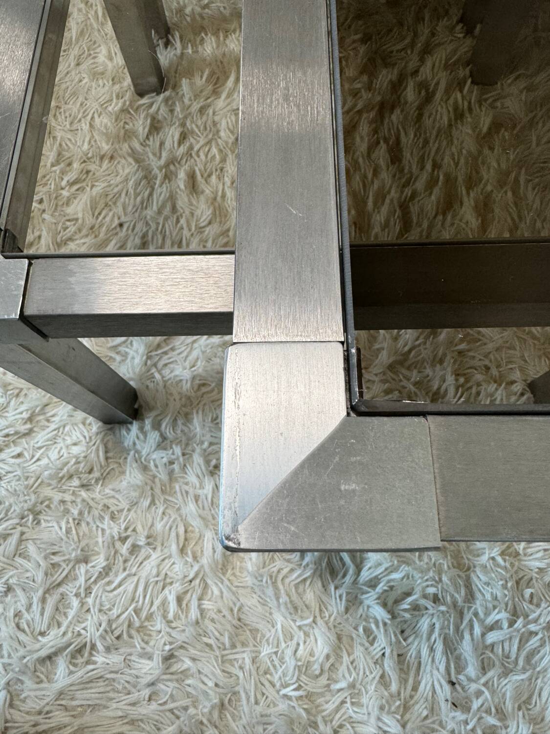 70s design brushed steel coffee table and nesting tables