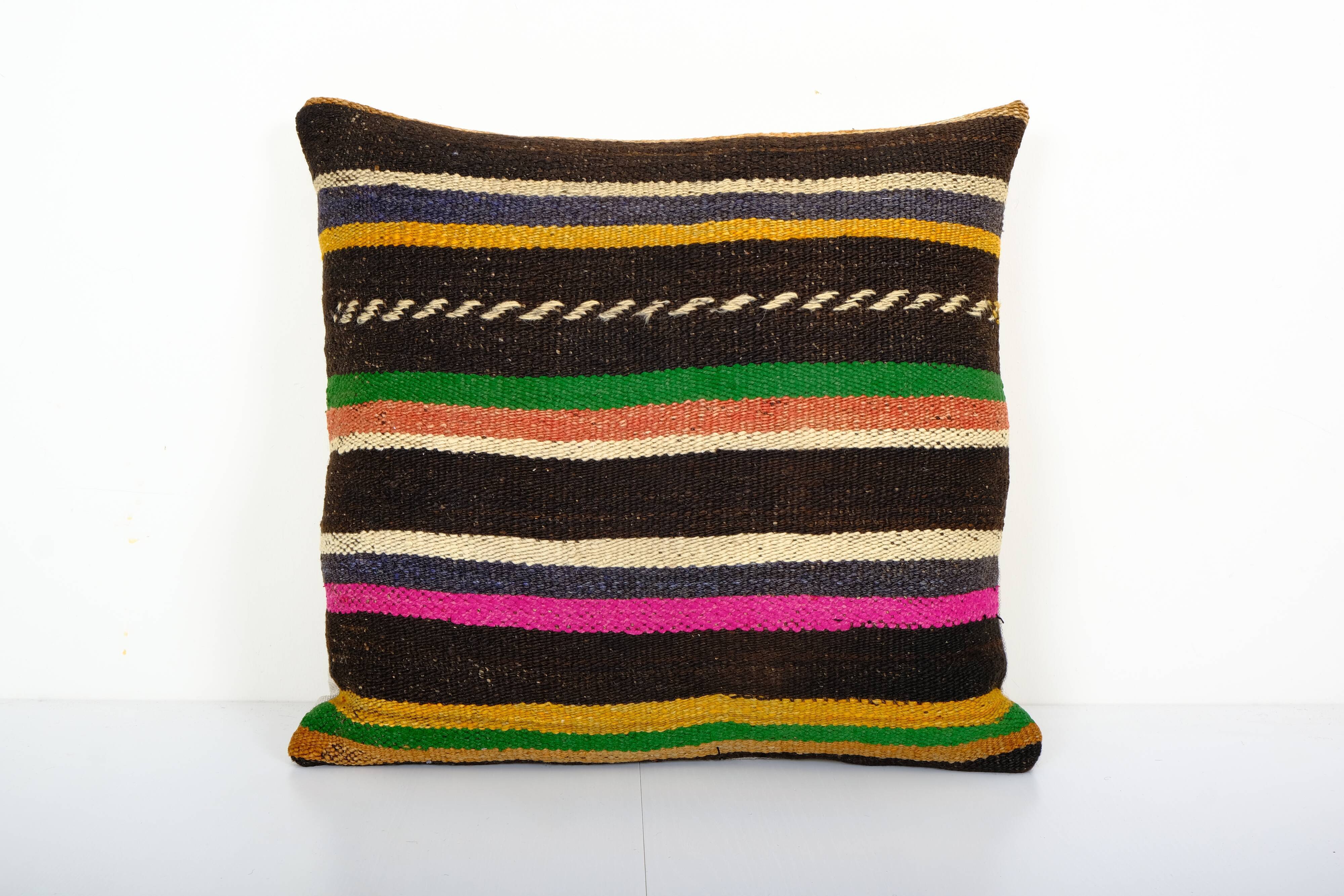 20" x 22" striped design turkish anatolian kilim square pillow cover decorative pillow home