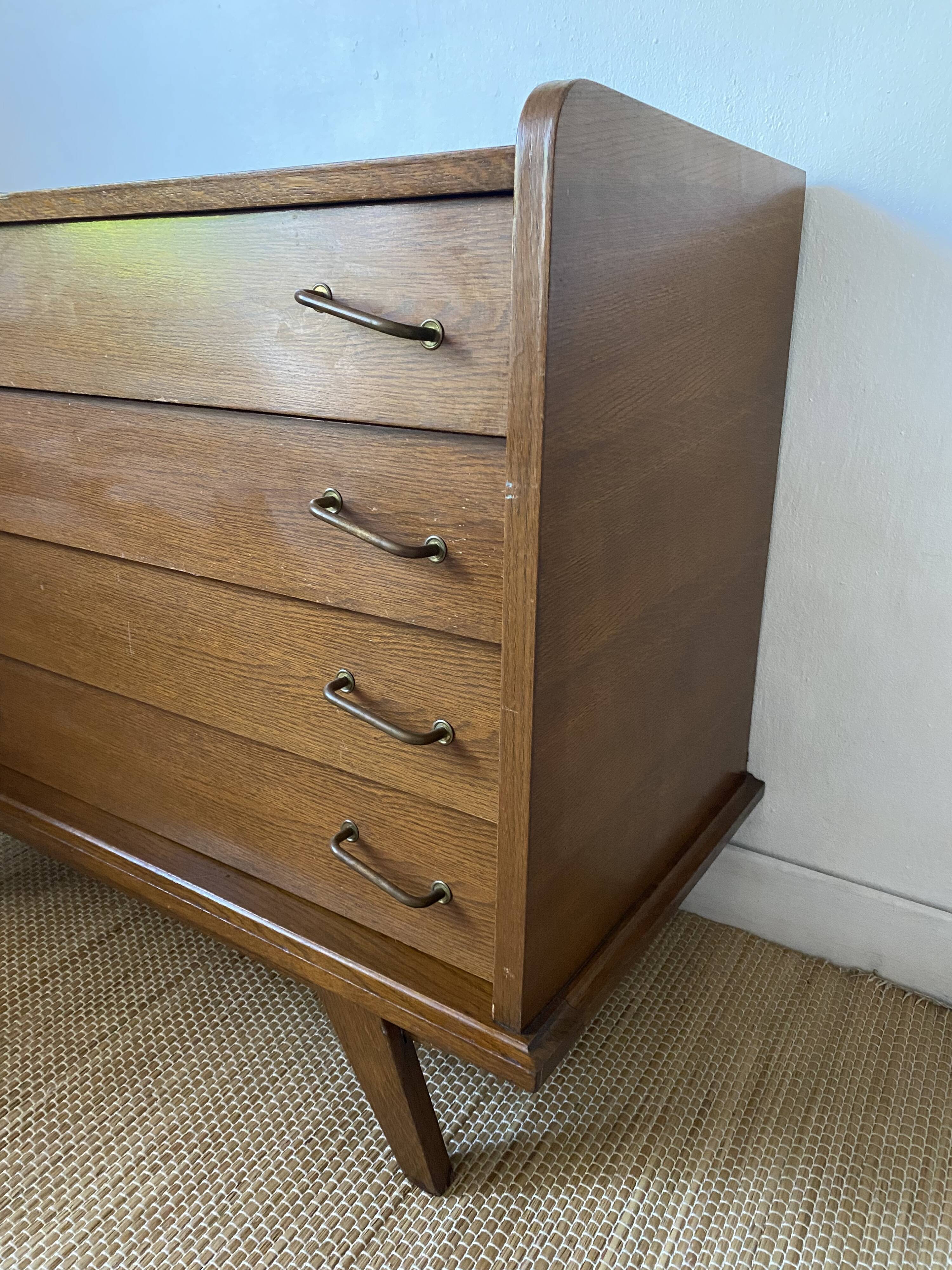Vintage Scandinavian commode with tapered legs.