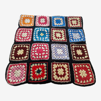 Plaid, vintage multicolored crochet cover