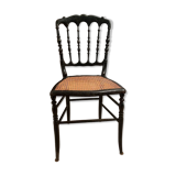Cane chair in turned and blackened wood
