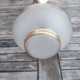 Vintage chandelier - Opaque glass globe and gold - 1950