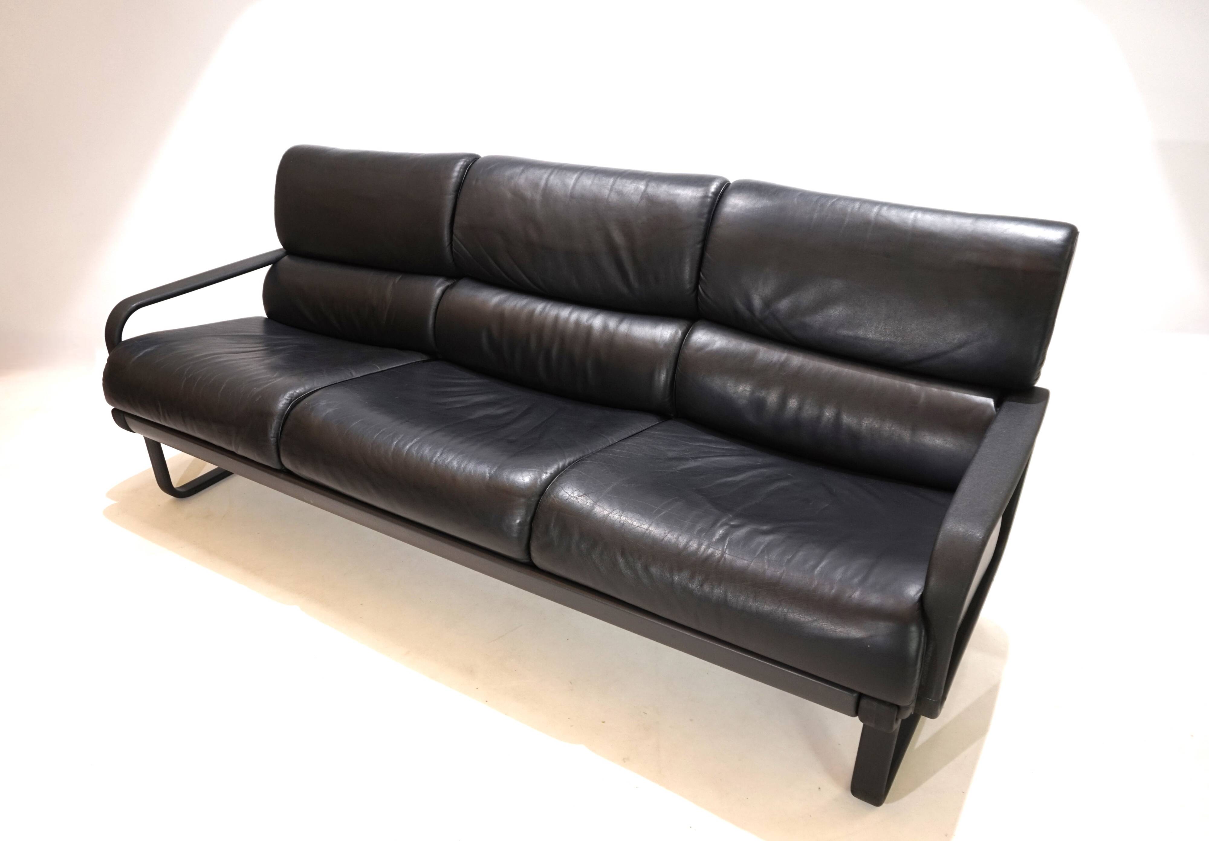 Drabert Lobbytop three-seater leather sofa by Otto Zapf, 1979