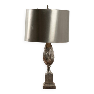 Bronze desk lamp plated with nickel by Maison Charles.