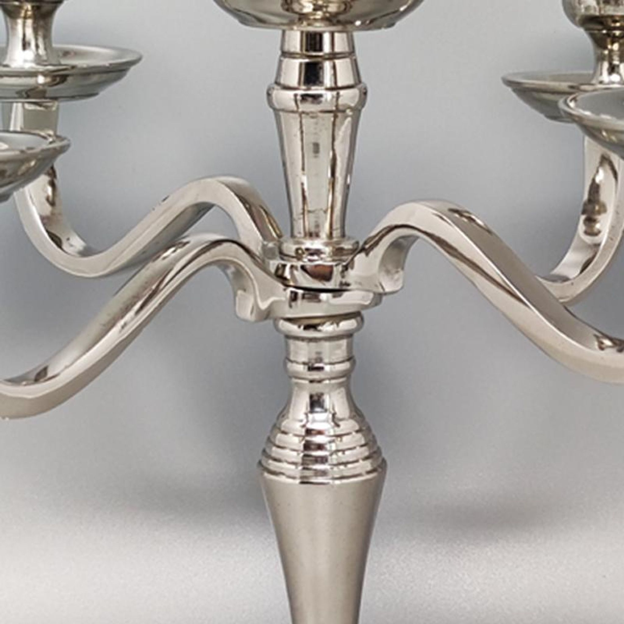 1950s Stunning Candelabra for Five Candles in Stainless Steel. Handmade. Made in Italy