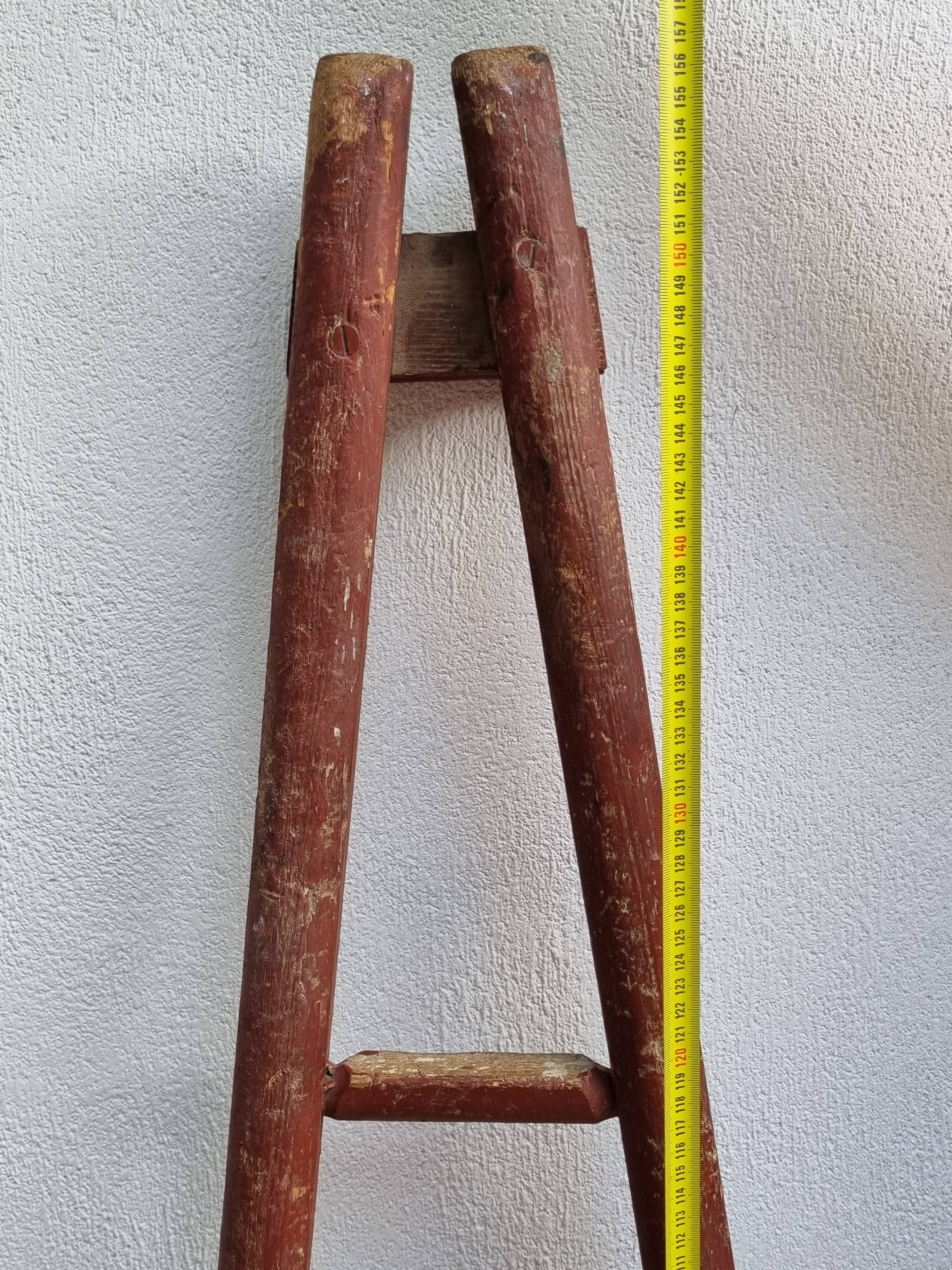 Antique rustic wooden decorative ladder, 155 cm