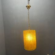 Ensemble de 2 suspensions lumineuses en verre de Murano vert olive en forme de fleur