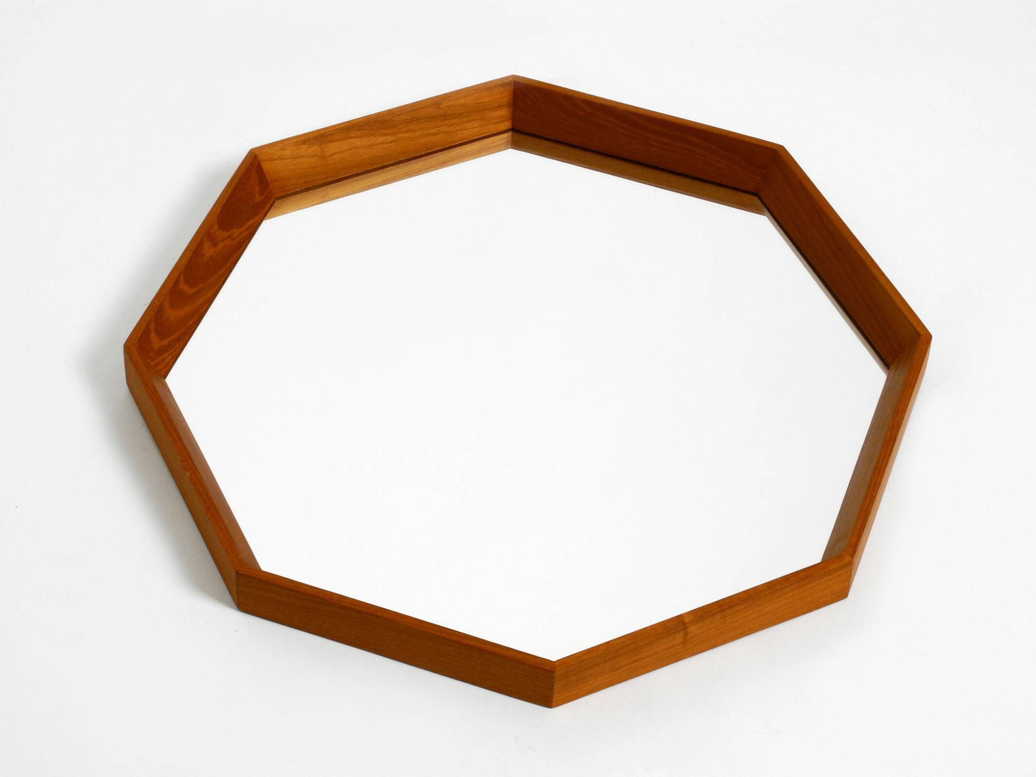 Very nice 1960s octagonal teak wall mirror | 45cm