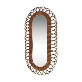Rattan mirror 1950 - 74 x 37 cm