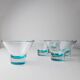 5 Verres à boire en verre de Murano turquoise – Design pop-art italien des années 1980, ensemble de 5 avec socle lourd