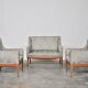 Vintage Ash Sofa & Chairs Set, 1930s, Set of 3