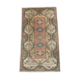 Old Turkish Milas Rug 212x122 cm old vintage carpet Ushak Region Pink Beige Blue