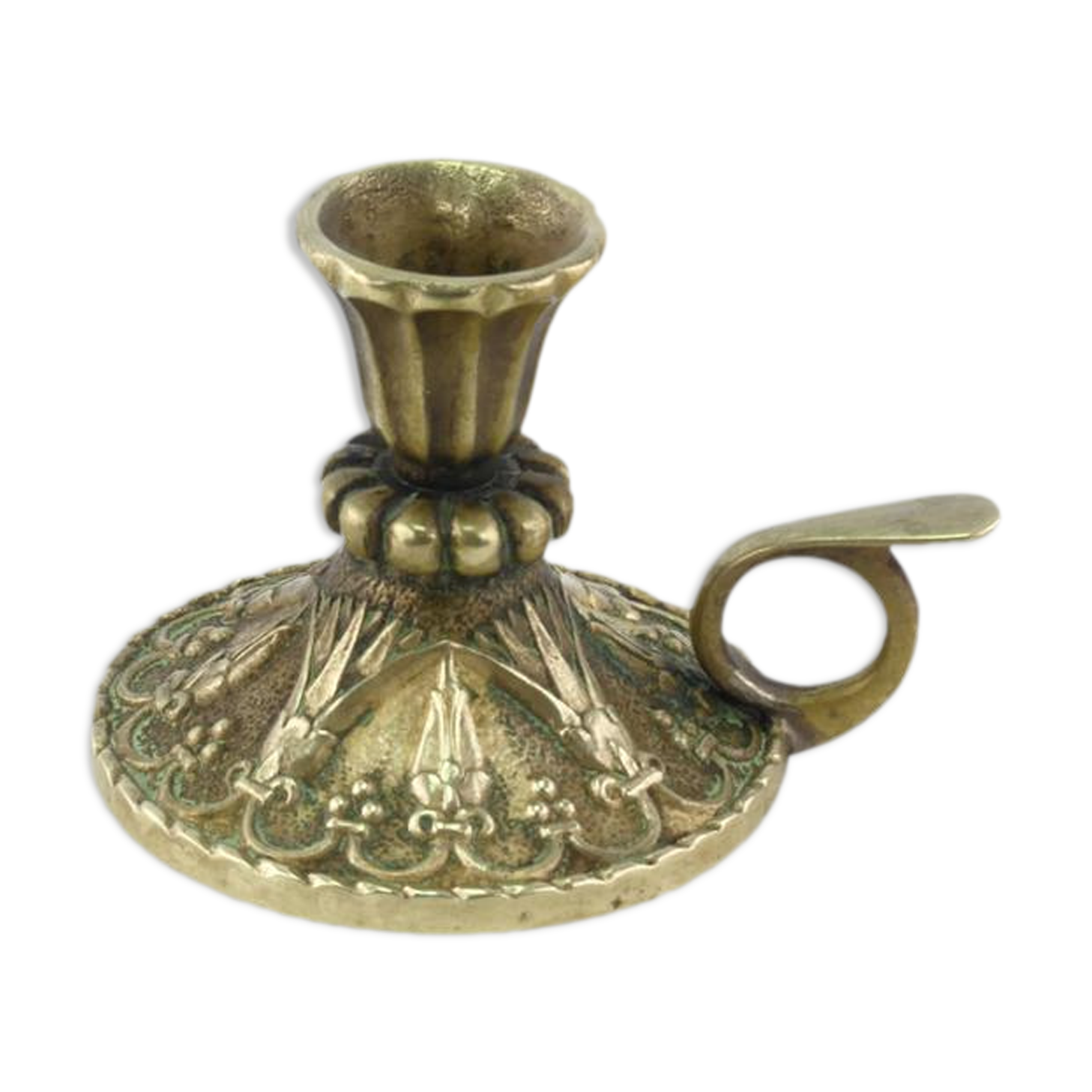 Golden bronze hand-held candlestick