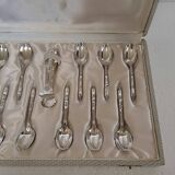 Box of 12 mocha spoons and 1 sugar tongs Ercuis silver metal