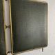 Vintage 1920s triptych barber mirror in gold and green faux crocodile leather - 37 x 87