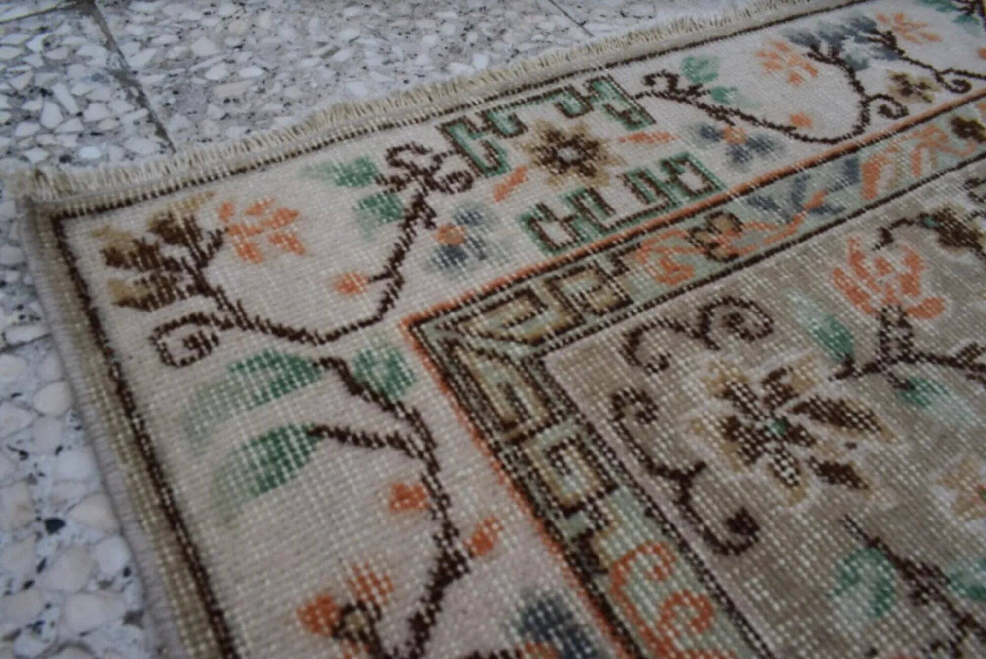 Vintage Turkish Oushak rug 114x208 cm