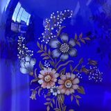 Atypique Gros Vase Photophore Verre Épais Bleu Cobalt Décoratif Carafe