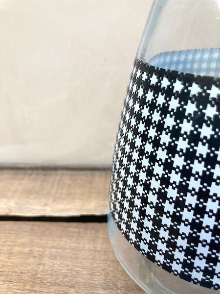 Vintage checkered black and white carafe