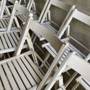Extra folding chair / garden chair / vintage white lacquered solid wood office chair
