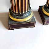 Rare Pair Of Sheaths - Truncated Columns From Napoleon III Period Lacquered Wood And Brass H 144 Cm