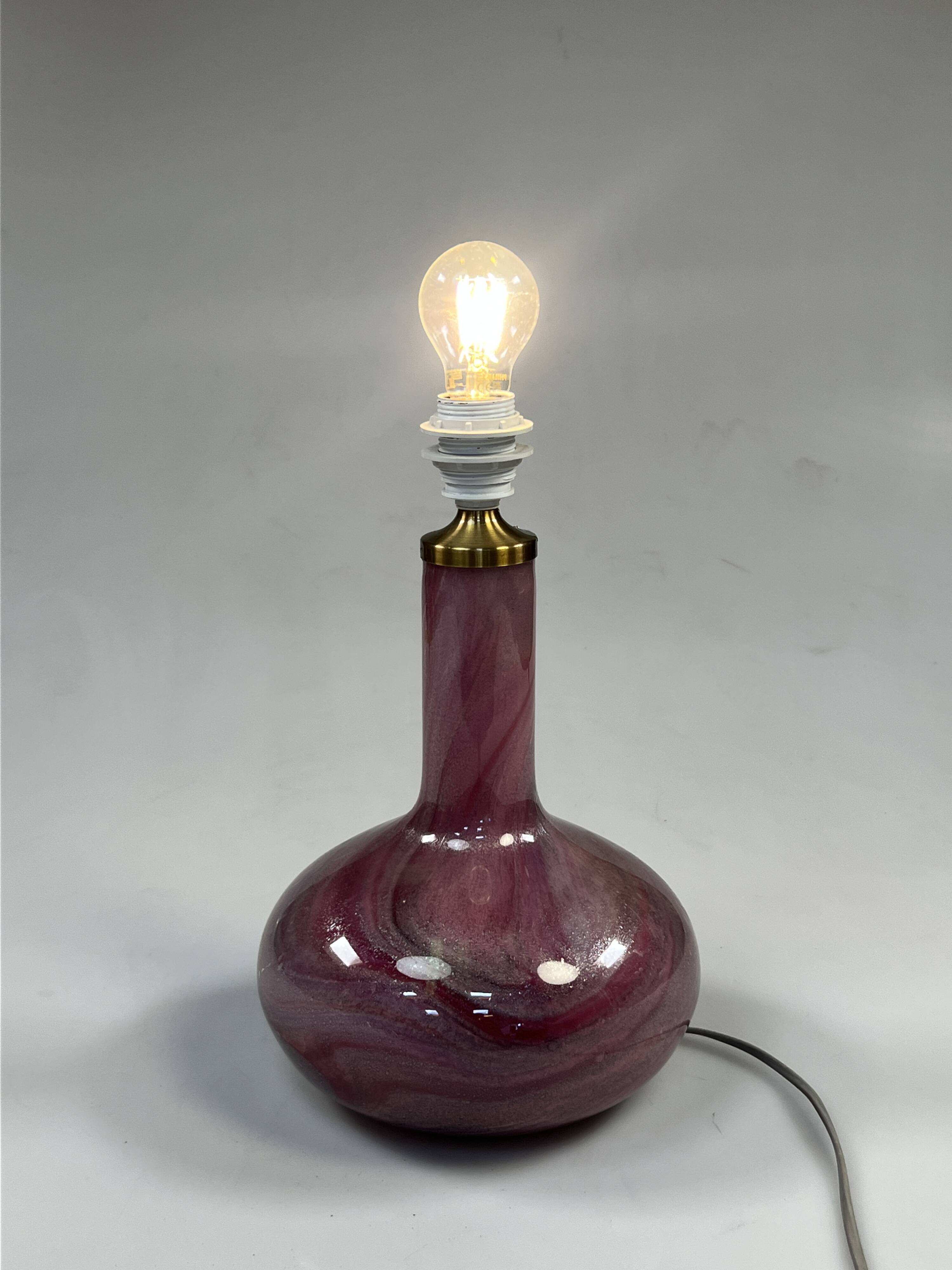 Vintage Danish Table Lamp, Purple Glass, Holmegaard Troll 2
