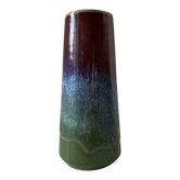 Vase tube en céramique flammé vintage 1970 signé