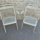 Folding table and its 2 folding chairs Souvignet from the 60s