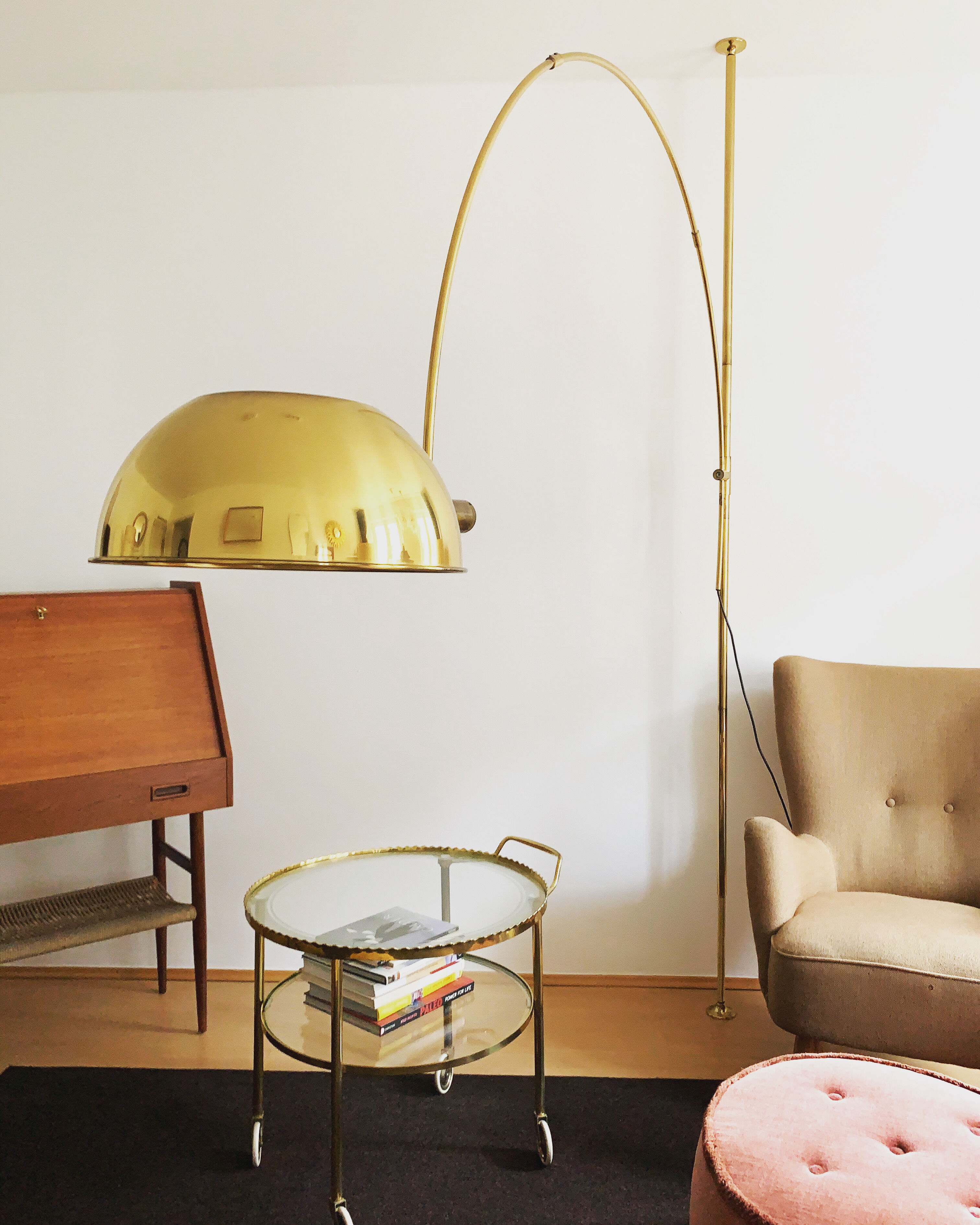 Mid-Century Modern brass BOCA arc lamp by Florian Schulz