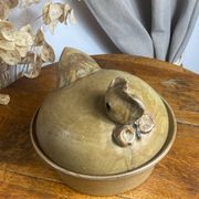 Art Ceramic stoneware dish with lid in the shape of a hen