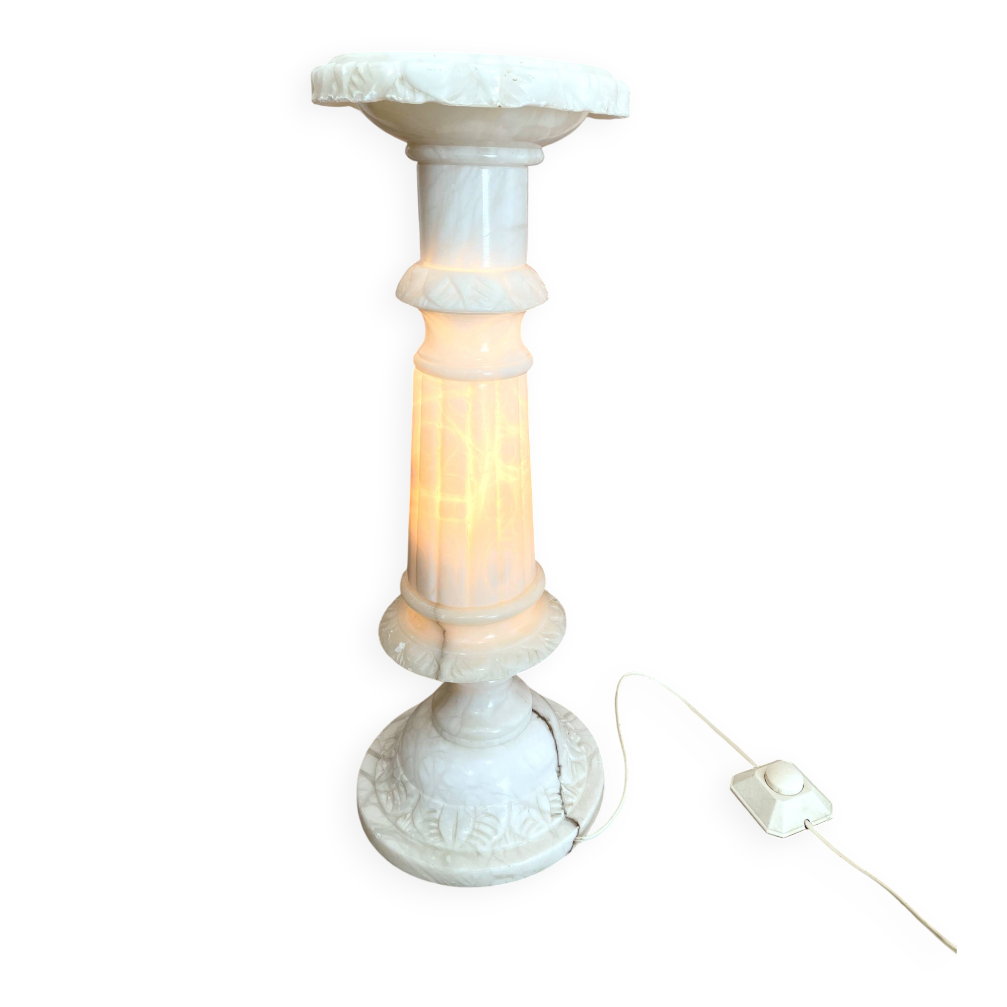 Lampe colonne en albâtre sculpté - années 1960/1970