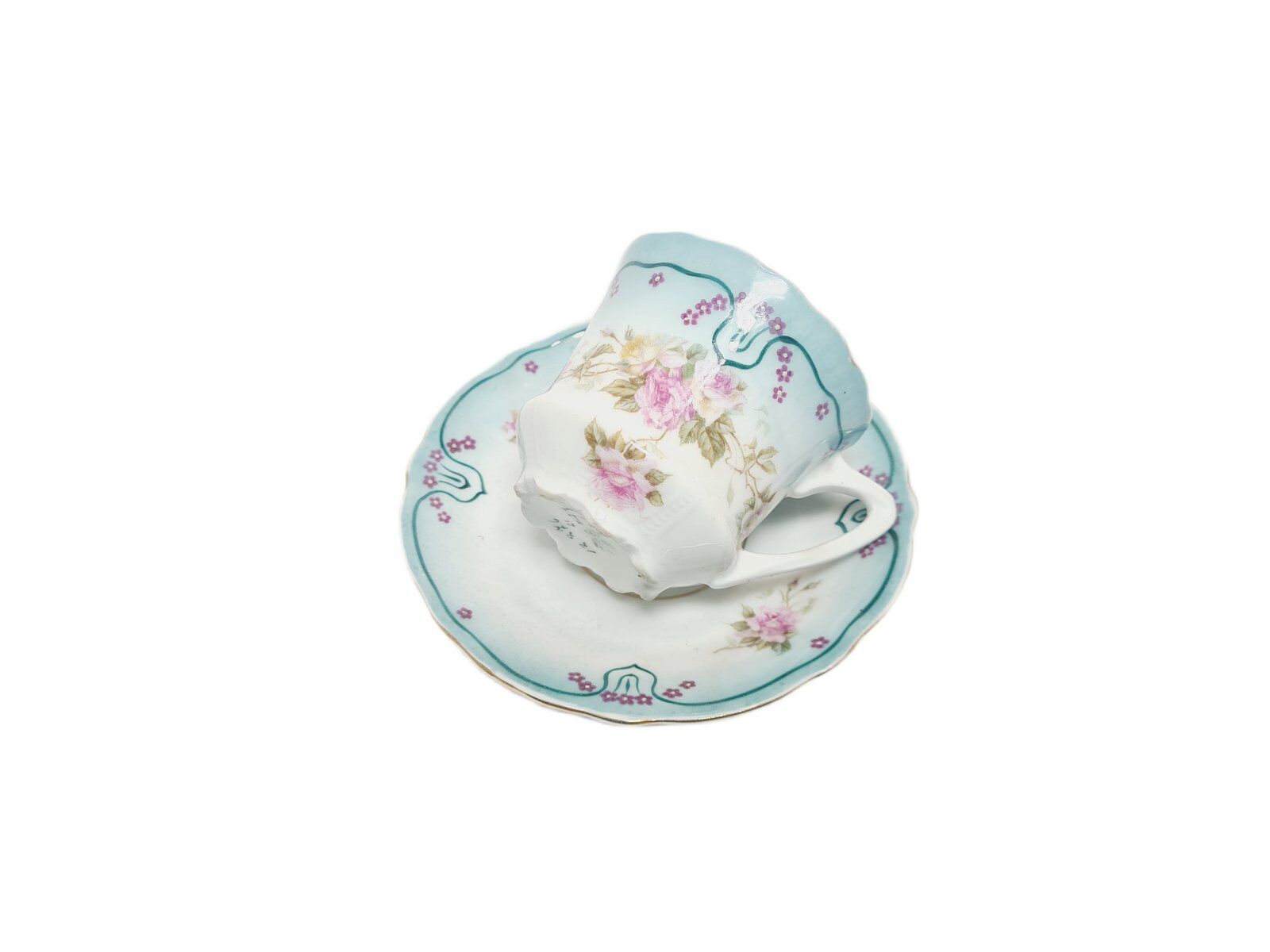 Tasse à café et soucoupe Art Nouveau de Tielsch, Pologne, années 1950, ensemble de 2
