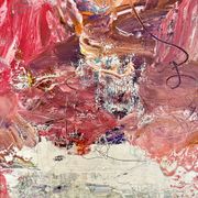 Felix Bachmann, Abstract Composition in Red and White, 2024, Mixed Media