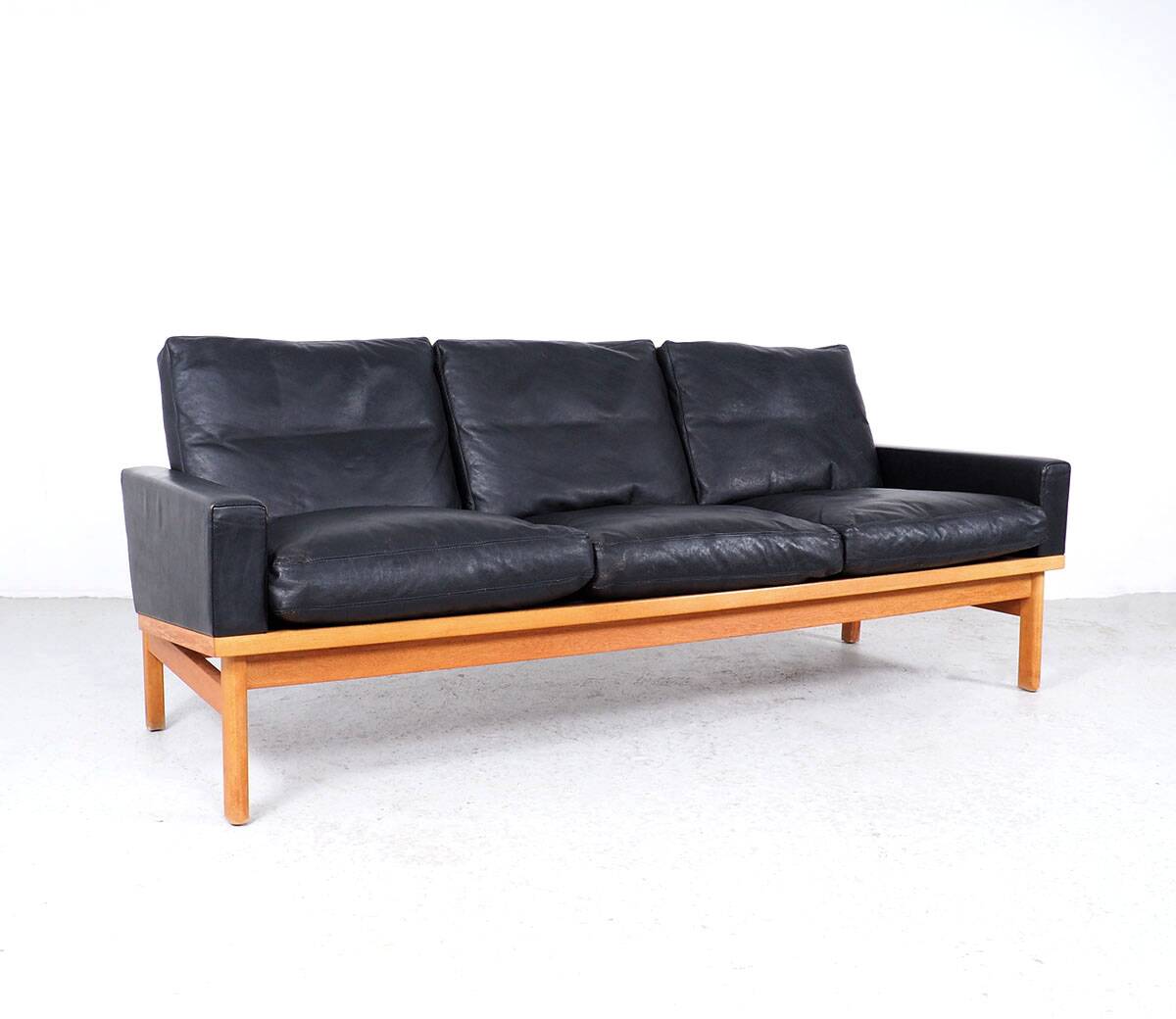 Vintage Black Leather Sofa by Poul M. Volther for Erik Jørgensen, 1960s