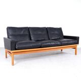 Vintage Black Leather Sofa by Poul M. Volther for Erik Jørgensen, 1960s