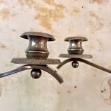 Pair of silver-plated metal art deco candlesticks
