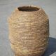 Very large old basket, burgundy straw and bramble, woven basket