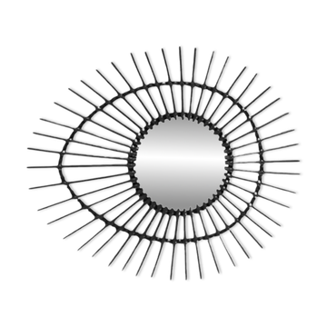 Free-form rattan mirror