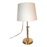 Lampe en laiton, abat-jour en tissu vert pastel, style art deco