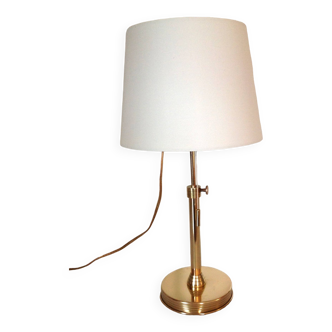 Brass lamp with pastel green fabric shade/art deco style