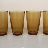 set of 4 amber yellow glasses from the 70s, signed France