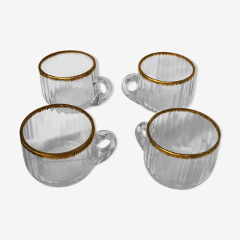 Suite de 4 tasses a punch baccarat 19ème siècle