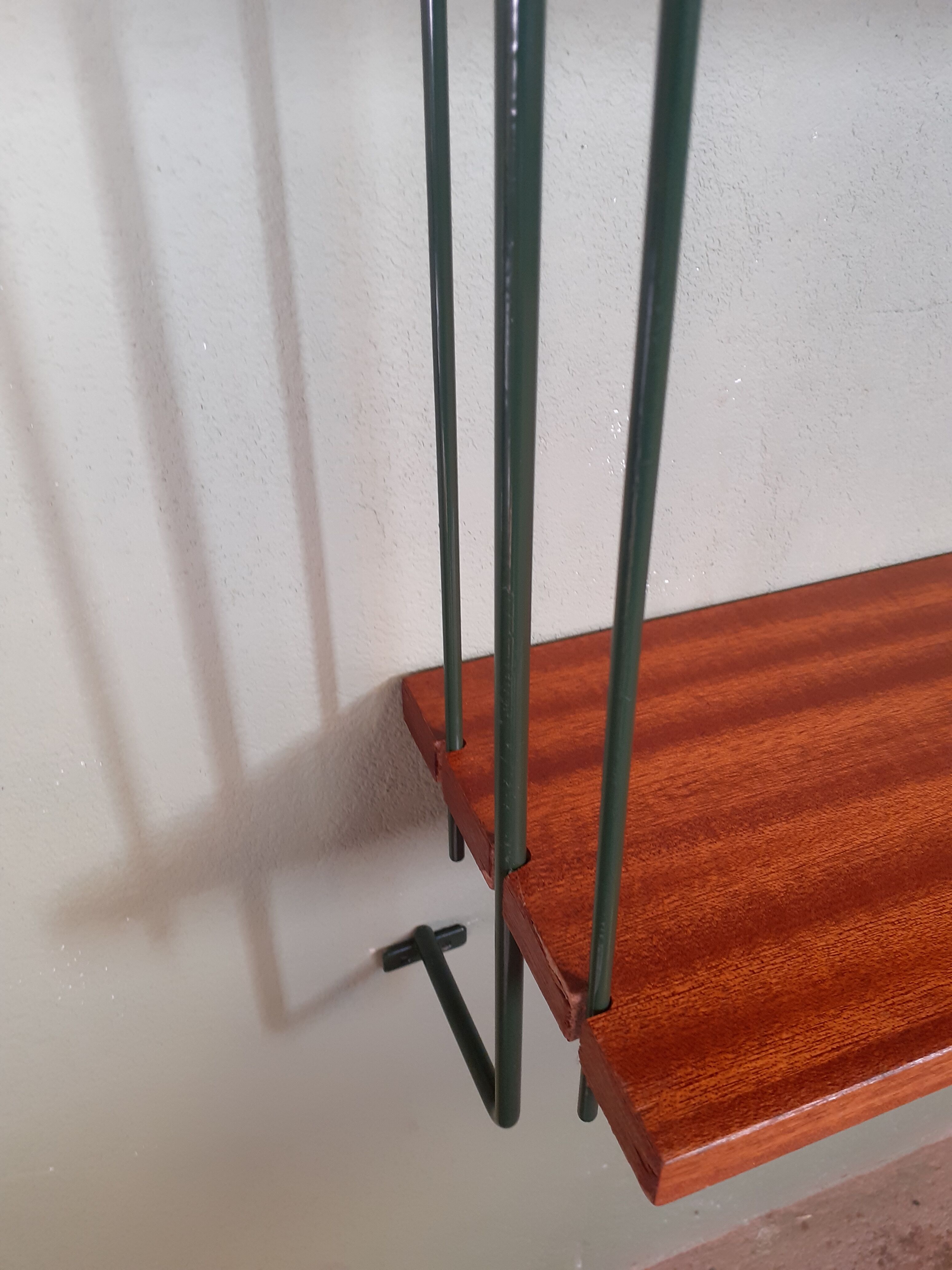 Wall shelf, khaki green and teak