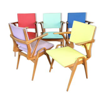 Set of 5 armchairs Maurice Pré