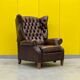 Brown vintage handmade chesterfield recliner armchair