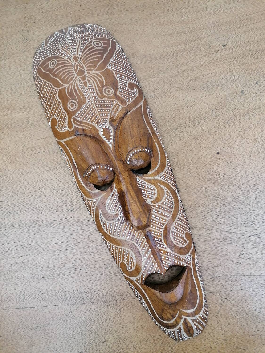 Hand carved wooden African tribal mask