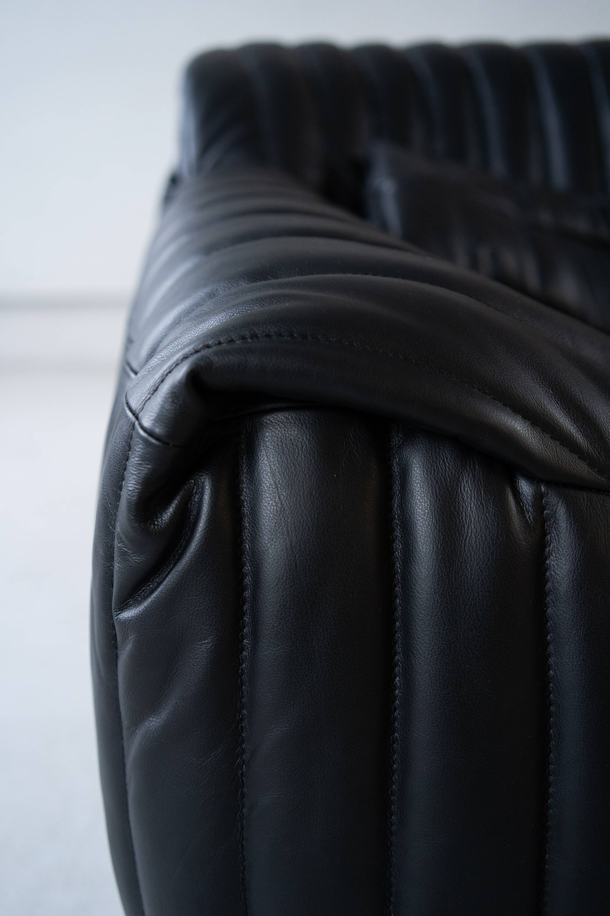 Cinna Ligne Roset Black Leather Armchair attributed to Annie Hieronimus, 1970s