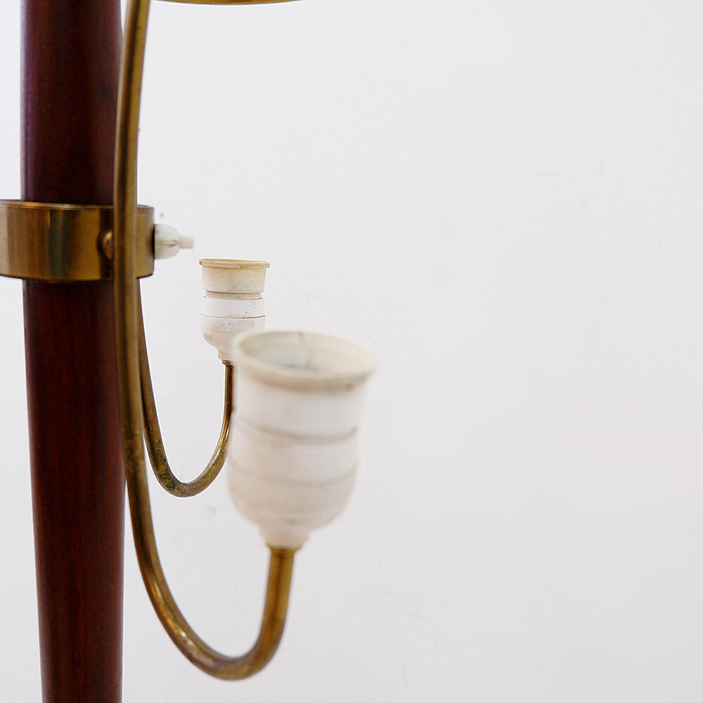Tripod floor lamp with three arms and opaline glass - 1950s
