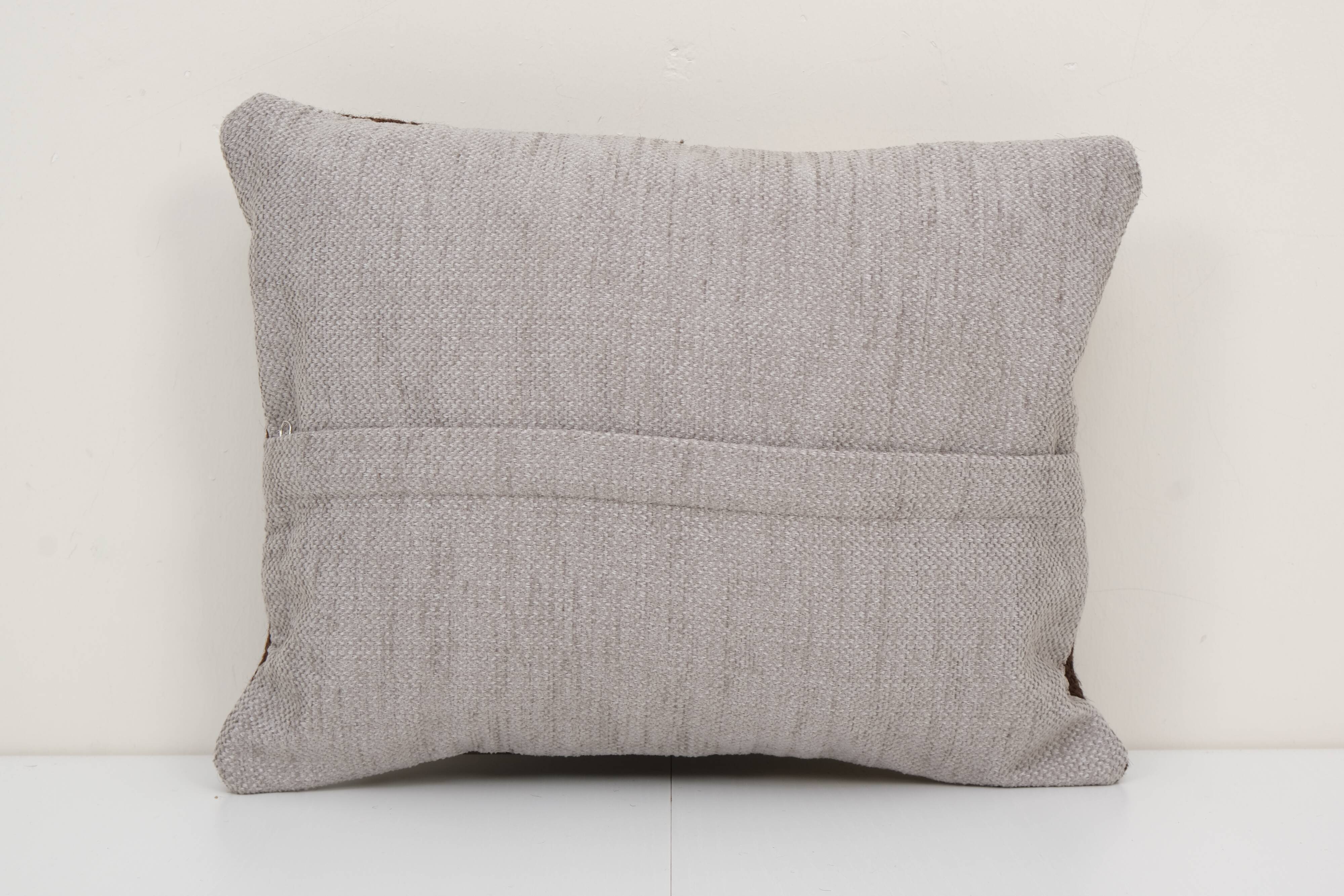 12" x 14" ethnic goat hair lumbar kilim pillow cover from anatolian, organic pillow cover, bohemian